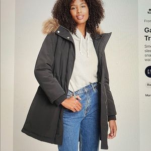 Gap Cold Control Parka Jacket in True Black Size Large